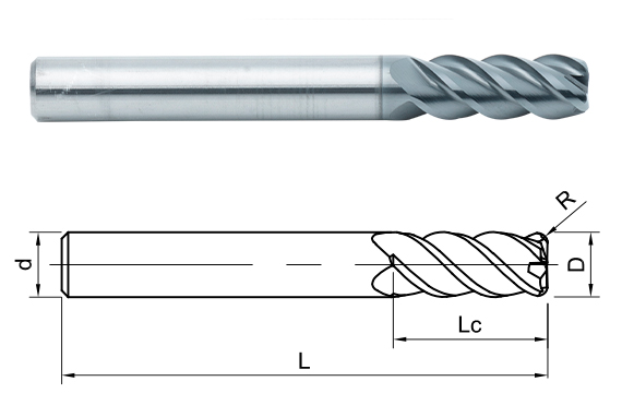 фреза монолитная твердосплавная UP210-R4A-16005